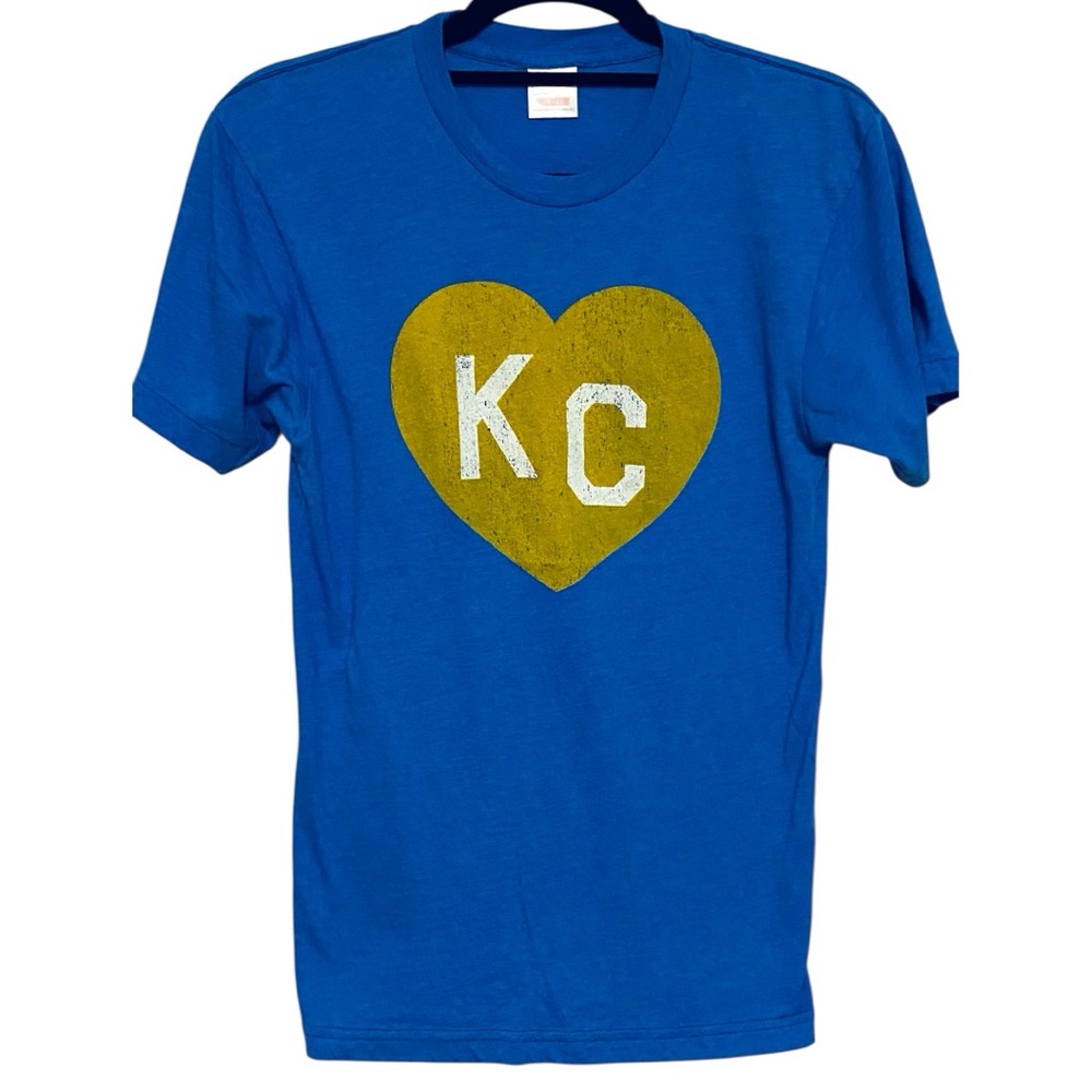 Charlie Hustle Kansas City Heart KC Blue T-Shirt Size Small